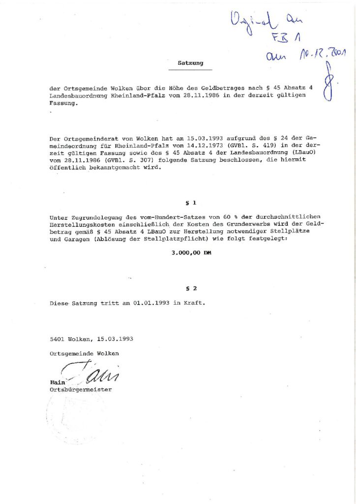 thumbnail of Stellplätze Ablösesatzung 15.03.1993